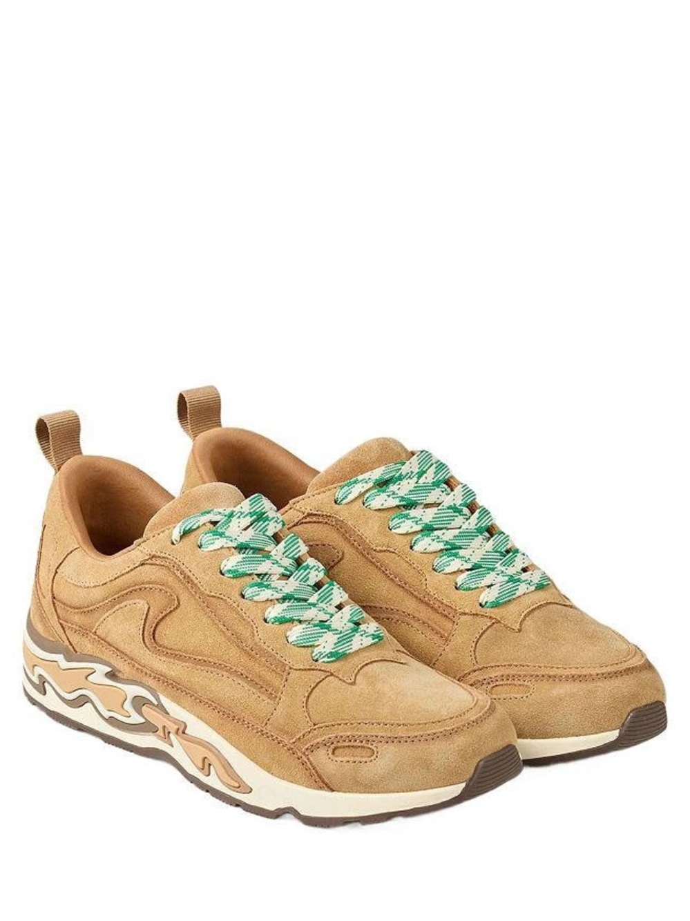 Sandro Brown and Gold Flame-Detail Chunky Suade Sneakers EU 37 Womens